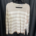 Lafayette 148 Thin Stripe V Neck SWEATERS M