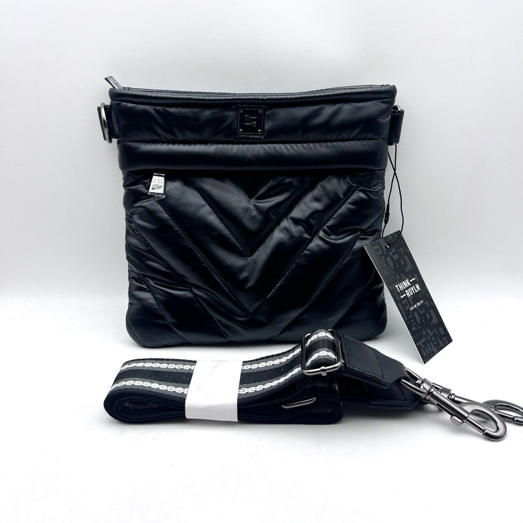 THINK ROYLN Women's Sidewalk Crossbody Bag Small Pearl Black Quilted NWT
