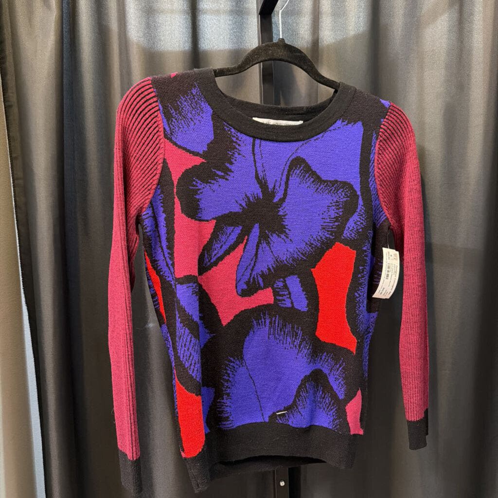 DVF Floral Ribbed Sleeves SWEATERS S
