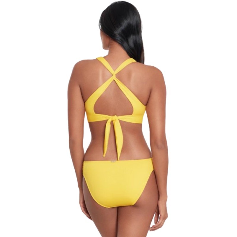LAUREN RALPH LAUREN Twist X Back Bikini Top SIZE 12 Bright Yellow Beach Club NWT