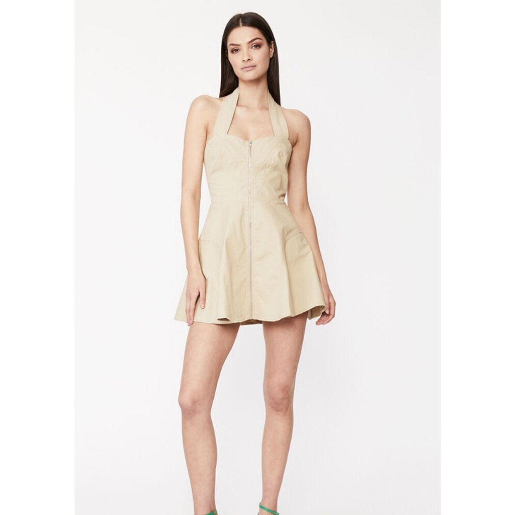 BARDOT Womens Lee Halter Utility Dress Beige MEDIUM US 6