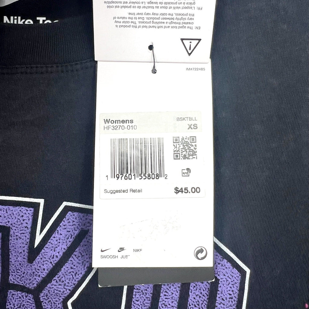 NIKE Women's Basketball 1973 Graphic Tee XS Black/Purple Short Sleeve NWT