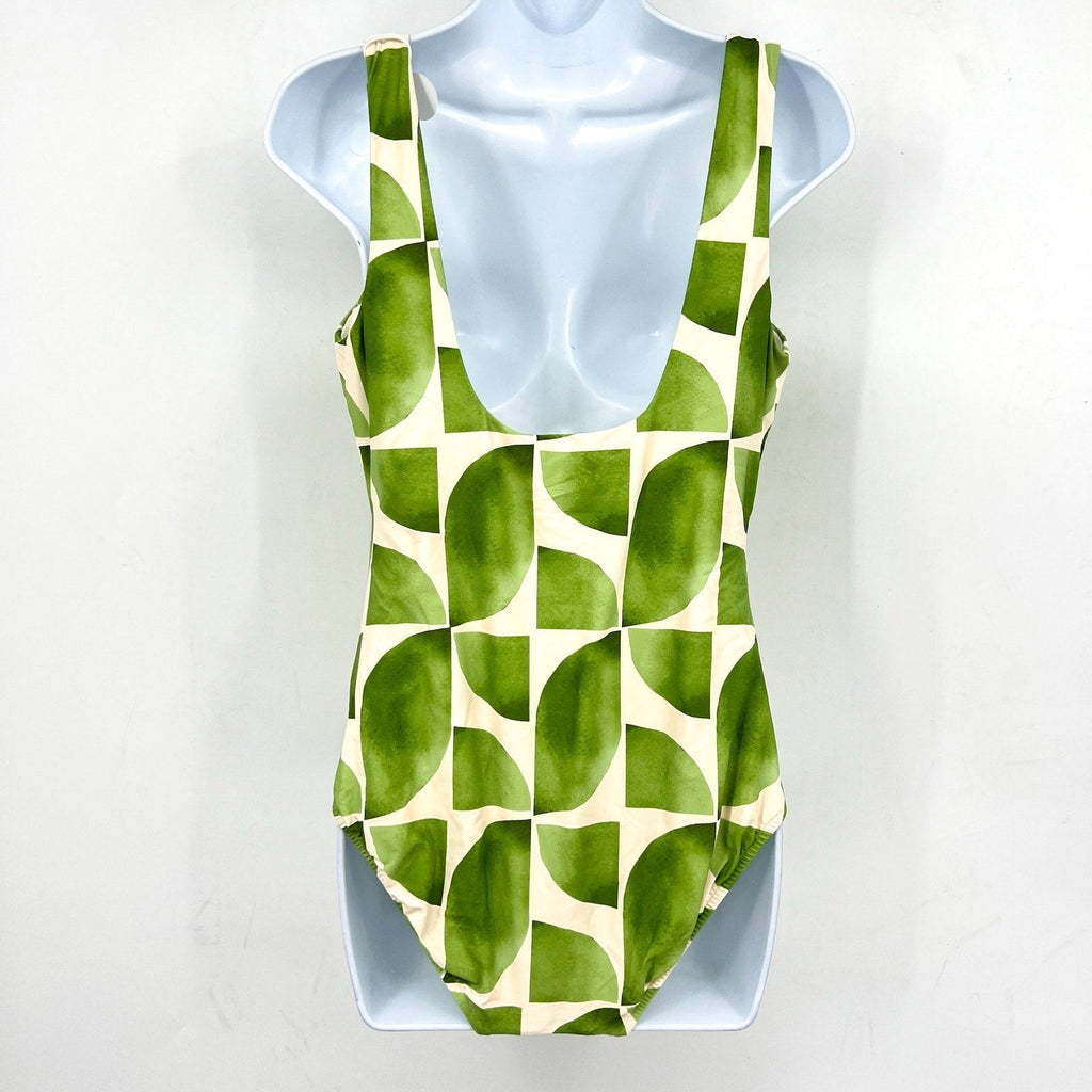 Seafolly Women's Sunray One Piece Swimsuit Size 12 DD Sage Green Geometric NWT