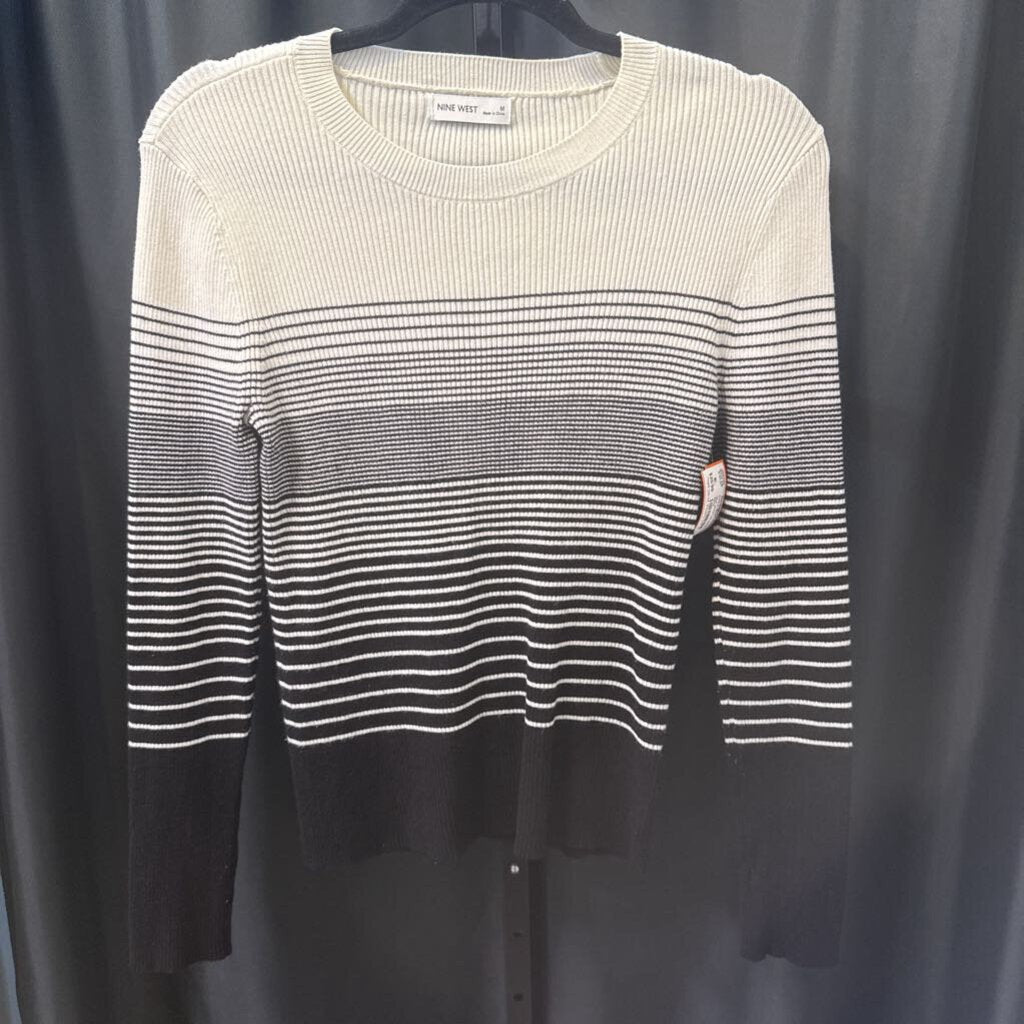 Nine West LS Stripe Ribbed SWEATERS M