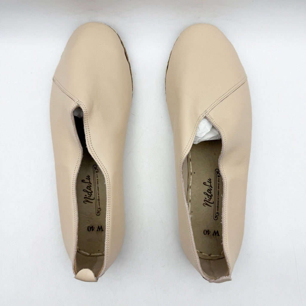 NIDA LU Womens LU Loafers EU 40 US Size 9 Bone White Leather NWOB