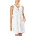 TOMMY BAHAMA Womens Island Cays Swim Coverup Dress XS White Lace-Up NWT