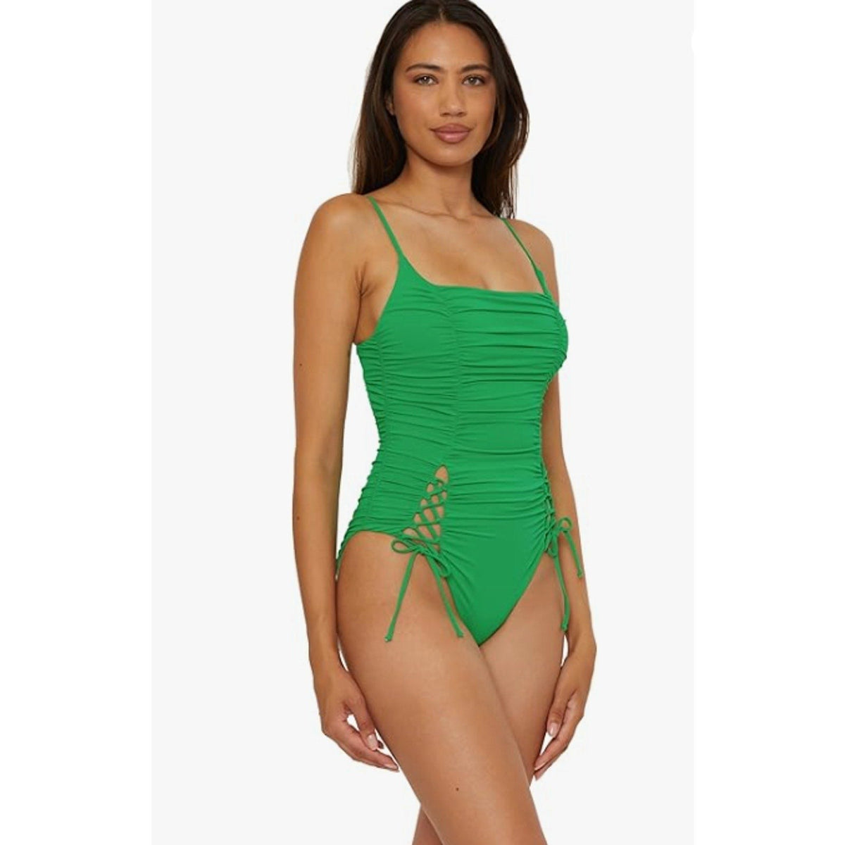 BECCA Color Code Paula One Piece Swimsuit Small Emerald Green Square Neck NWT