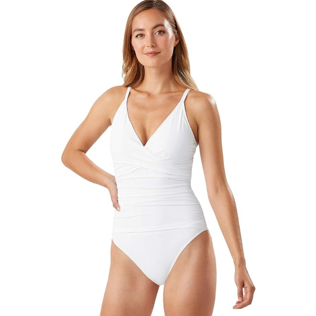TOMMY BAHAMA Pearl Over the Shoulder Cross Front One-Piece Size 4 White NWT