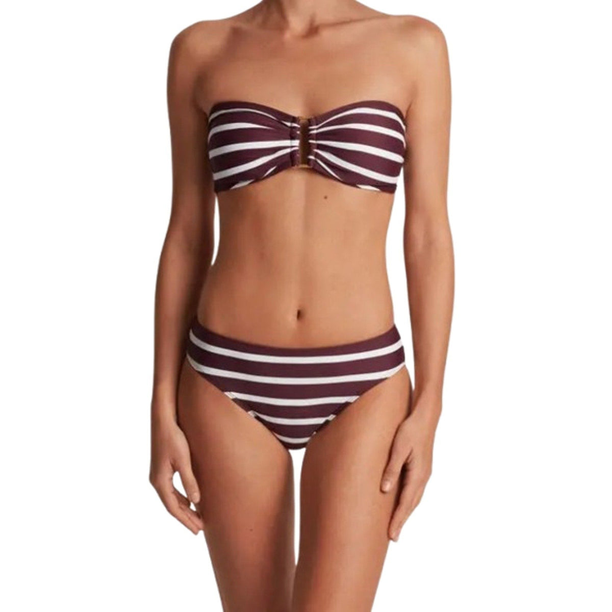 LAUREN RALPH LAUREN Womens Lago Stripe Hipster Bikini Bottom Size 12 Red NWT