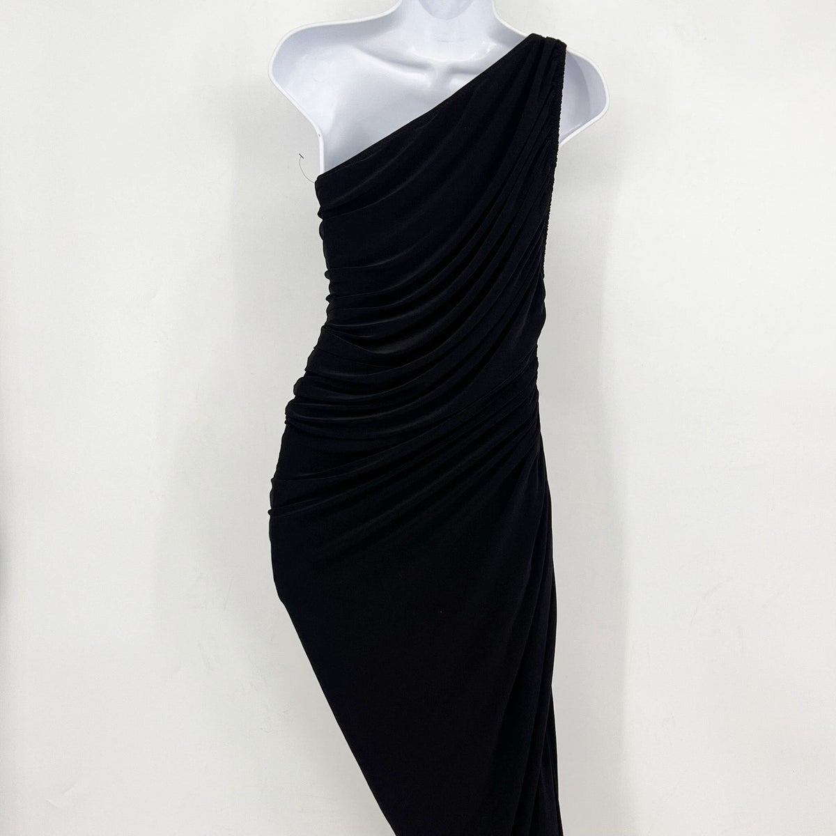 NORMA KAMALI Women's One Shoulder Diana Gown Large Black Asymmetric NWOT