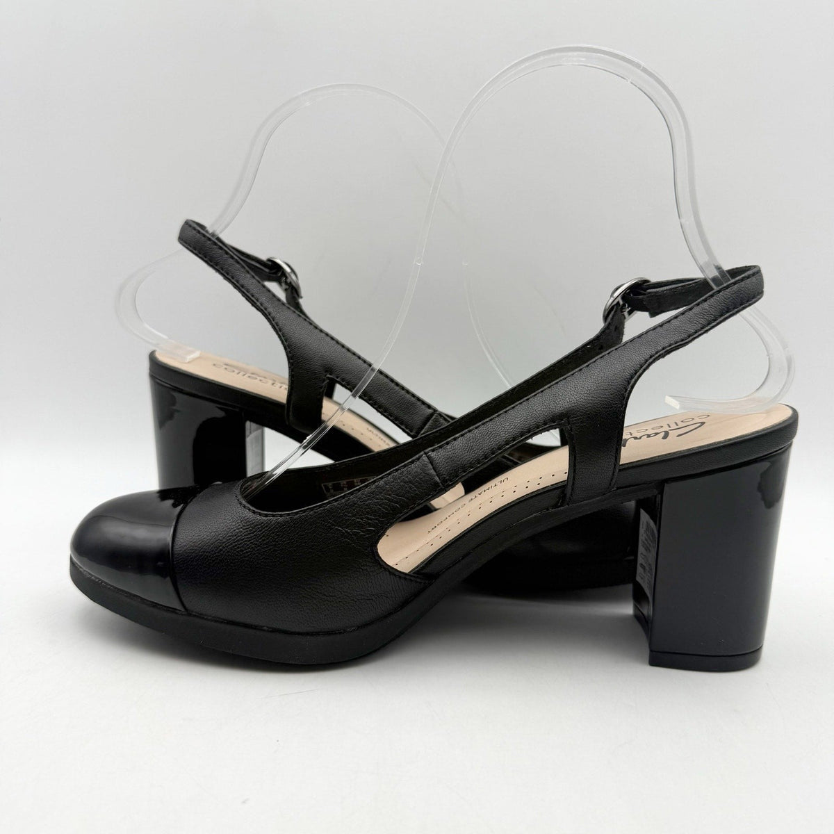 Clarks Womens Bayla Joy Pumps Size 7.5 Black Leather Slingback Heels NWOB