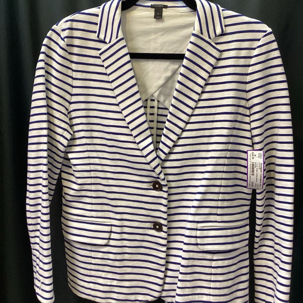 J Crew Stripe Cotton Blazer JACKETS S