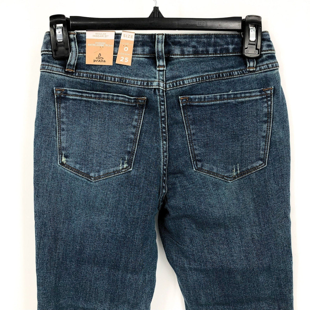 PRANA Womens Sienna Mid Rise Skinny Jeans 25x31 US 0 True Blue Stretch Denim NWT