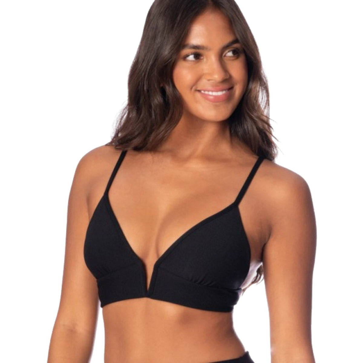 MAAJI Women's Jade Parade Long Line Triangle Bikini Top Small Black NWT