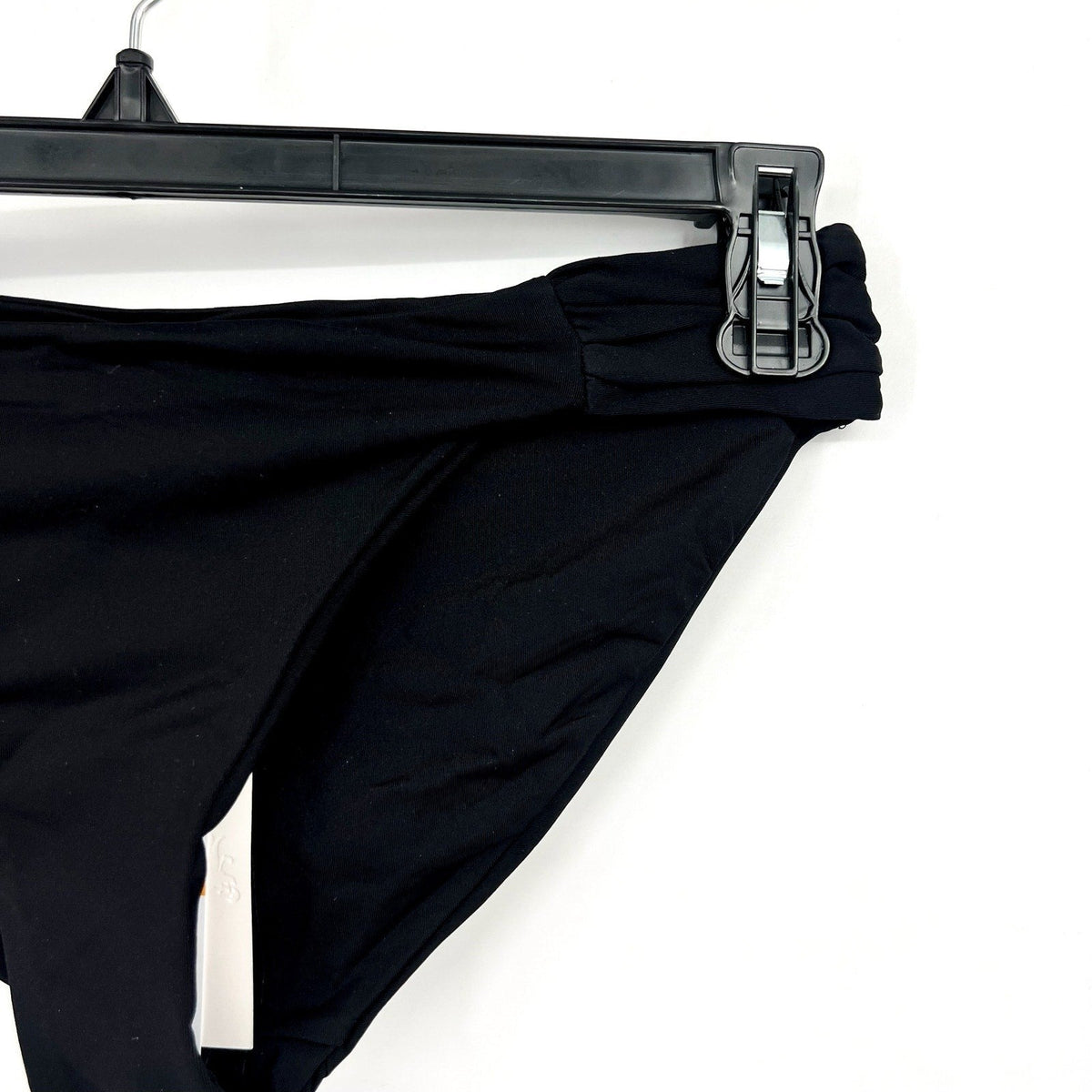BECCA Women's Muse Side Ruched Bikini Bottoms Large Black Hipster NWT
