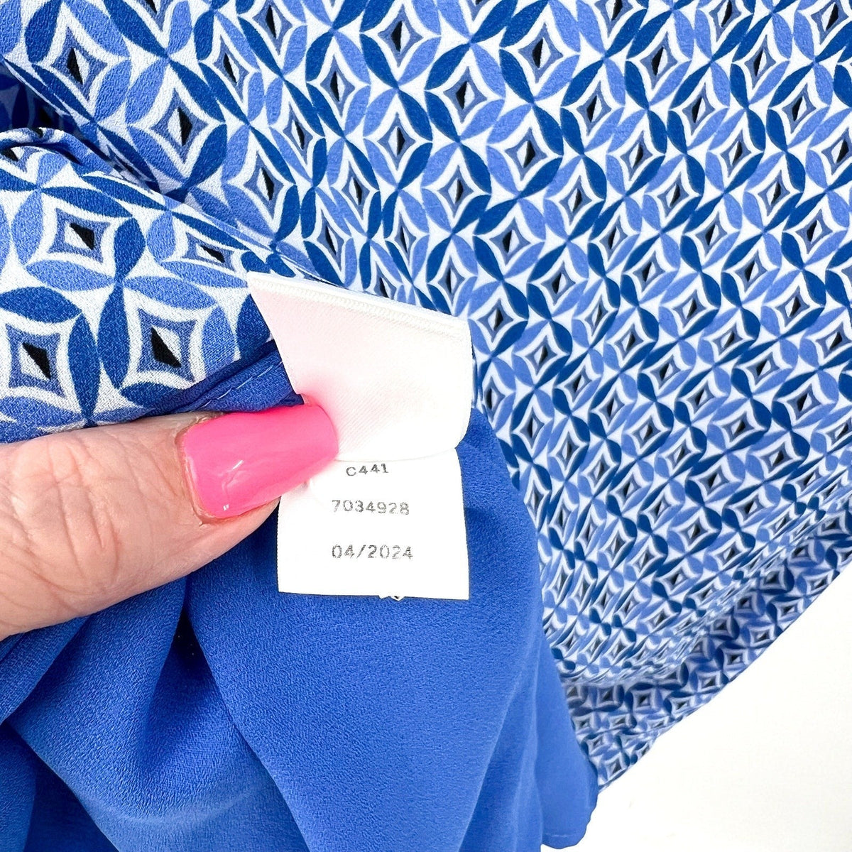CECE Midi Shirt Dress Size 6 Blue Print Sleeveless V-Neck Belted Waist NWT