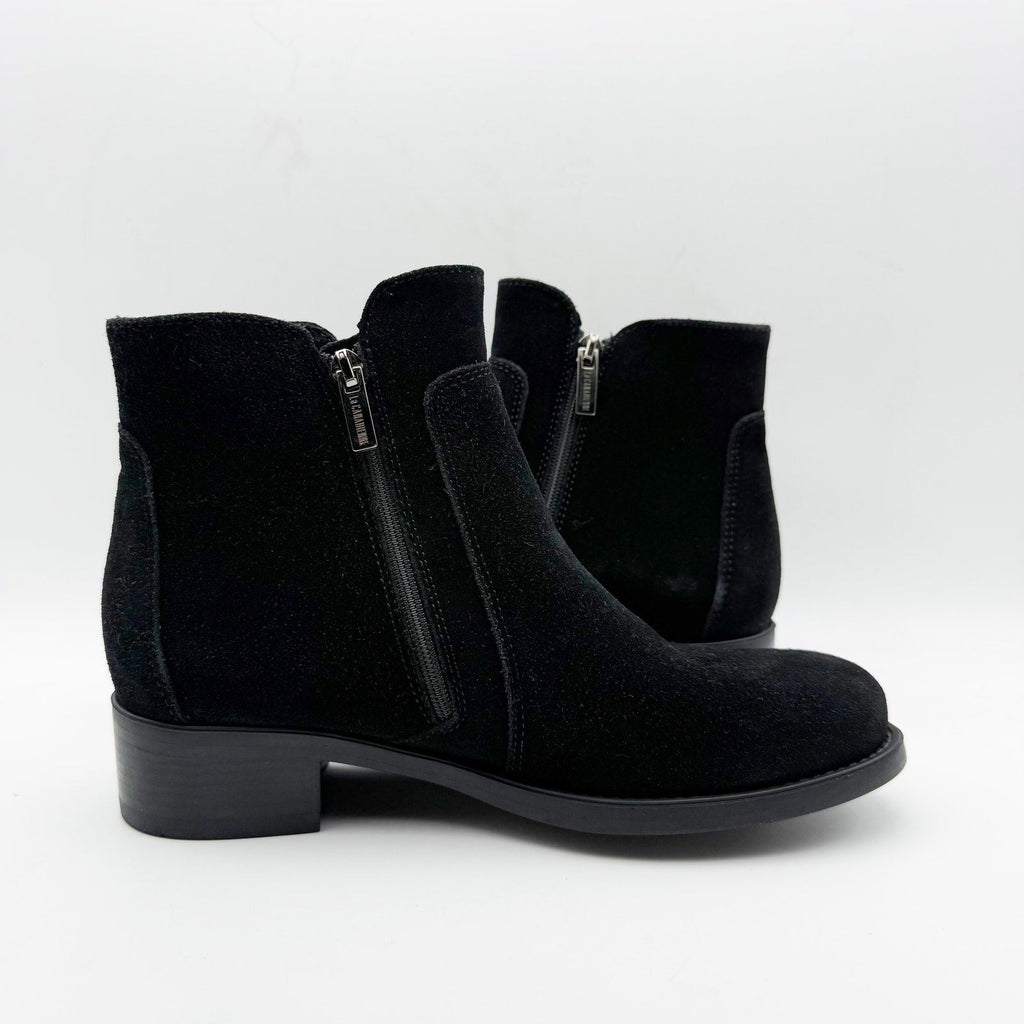 La Canadienne Womens Saria Booties Size 6.5 Black Suede Waterproof Dual Zip NWOB