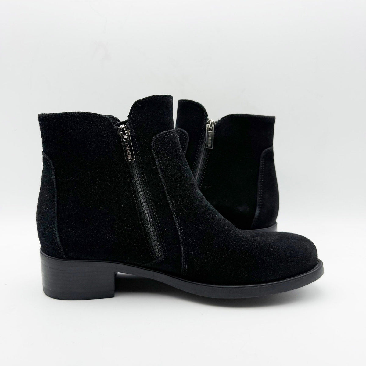 La Canadienne Womens Saria Booties Size 6.5 Black Suede Waterproof Dual Zip NWOB