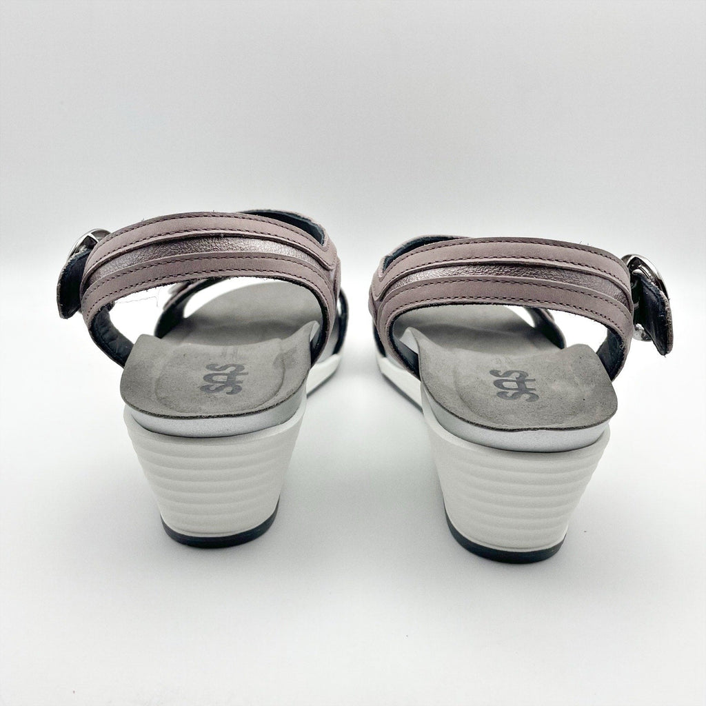 SAS Womens Seight Wedge Sandals Size 7.5 WW Purple Silver Leather NIB
