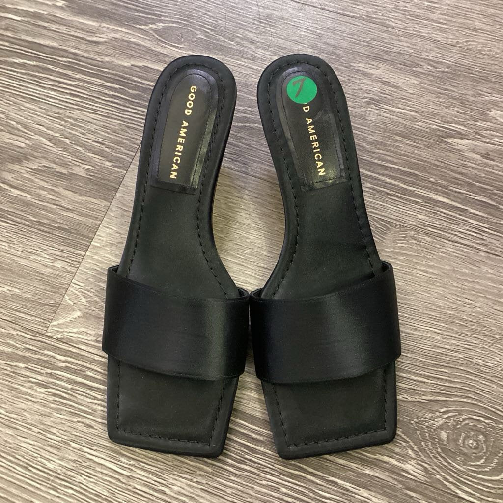 Good American Slides w Mini Bling Heel SHOES 7