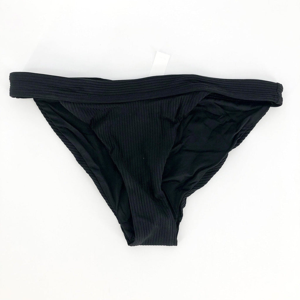 ANDIE SWIM Women's The Banded Cheeky Bikini Bottom Medium Black Ribbed NWT