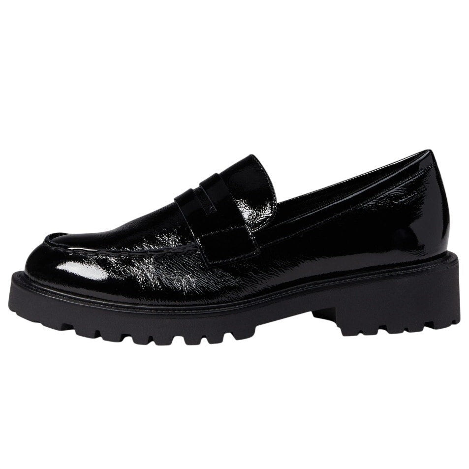 Vagabond Women Kenova Penny Loafers EU 38 US 8 Black Crinkle Leather NIB