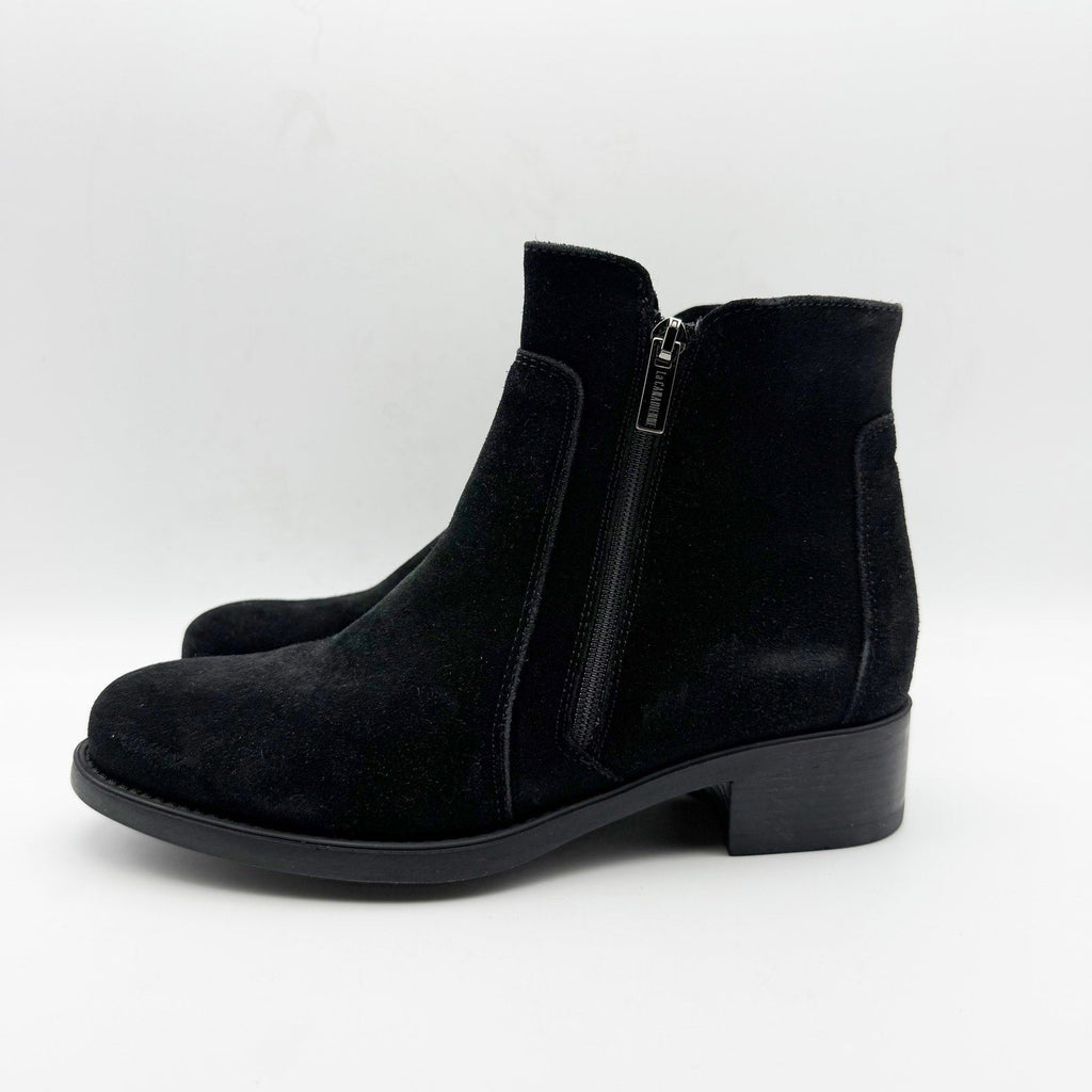 La Canadienne Womens Saria Booties Size 6.5 Black Suede Waterproof Dual Zip NWOB