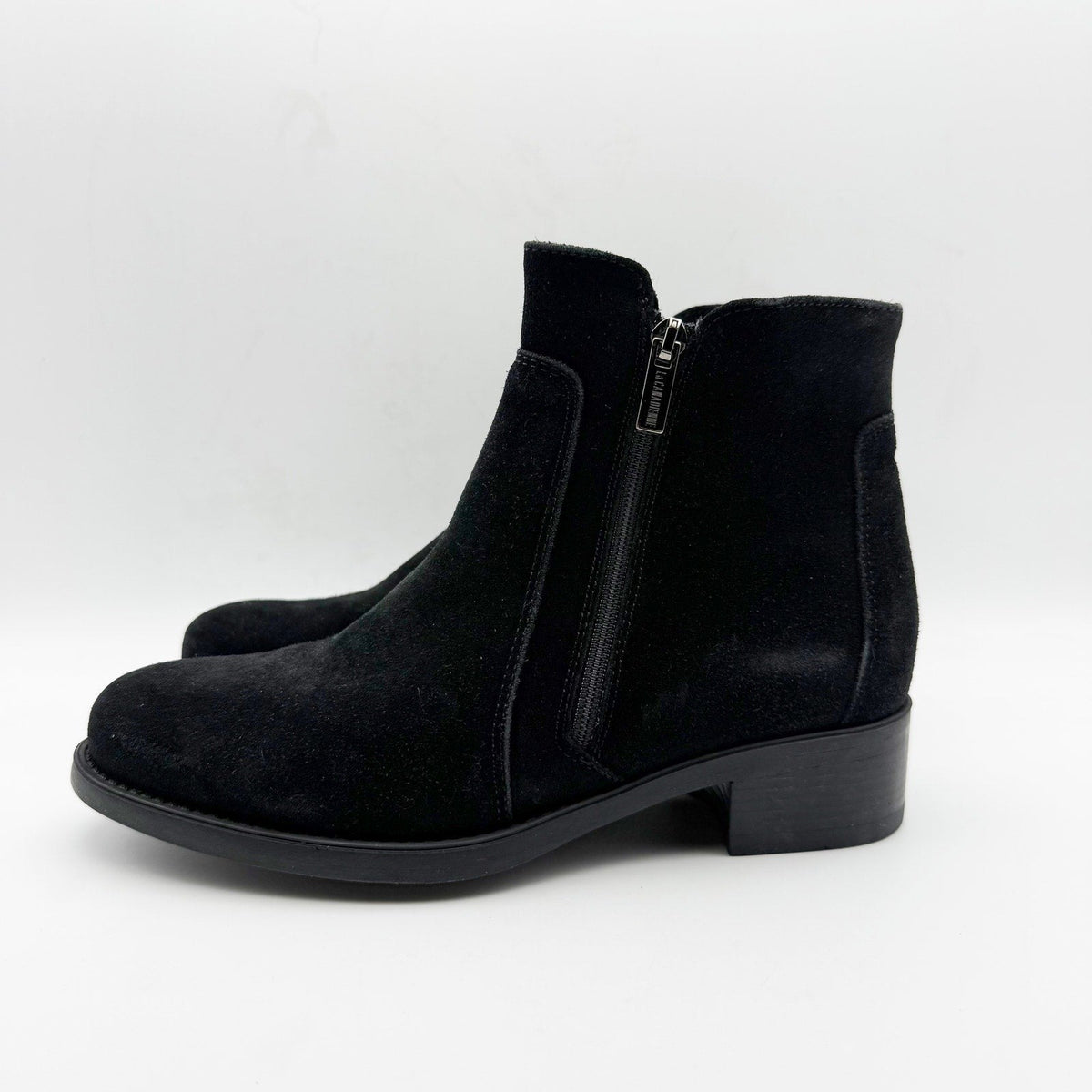 La Canadienne Womens Saria Booties Size 6.5 Black Suede Waterproof Dual Zip NWOB