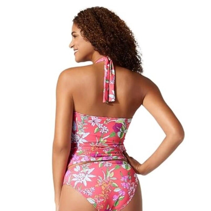 TOMMY BAHAMA Summer Floral Reversible Tankini Top Small Pink Gingham NWT