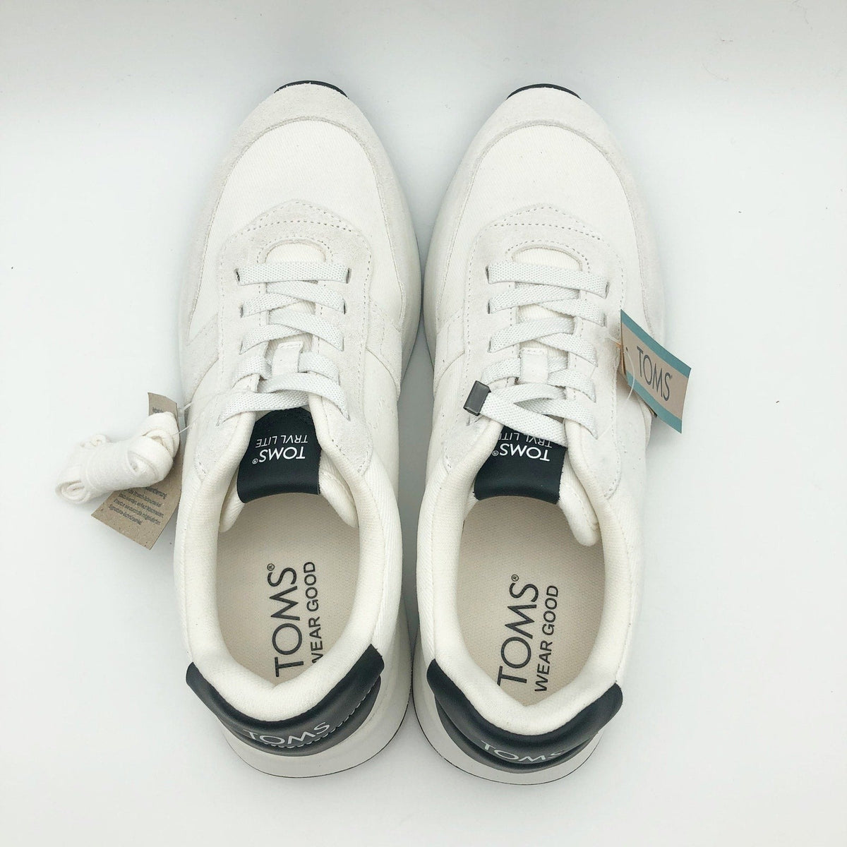 Toms Mens TRVL LITE Retro Runner Sneakers Size 12 White Suede Twill Casual NIB