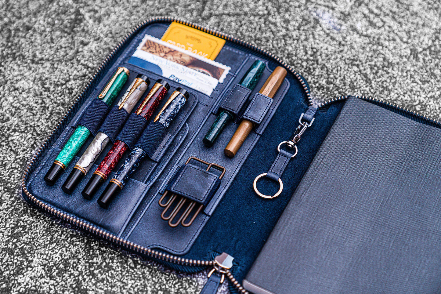 Leather Zippered A5 Leuchtturm1917 Notebook Folio - Crazy Horse Navy Blue