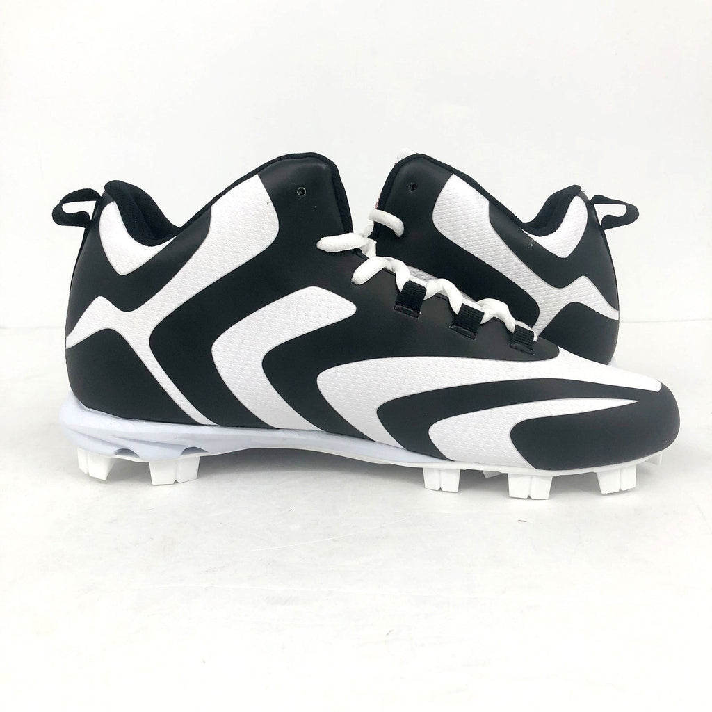 Rawlings Mens Rookie Mid Baseball Cleats Size 7.5 White Black NWOB