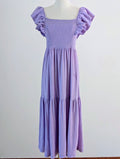 Nation LTD Lavender Pima Cotton Ruffle Tiered Midi Dress - M
