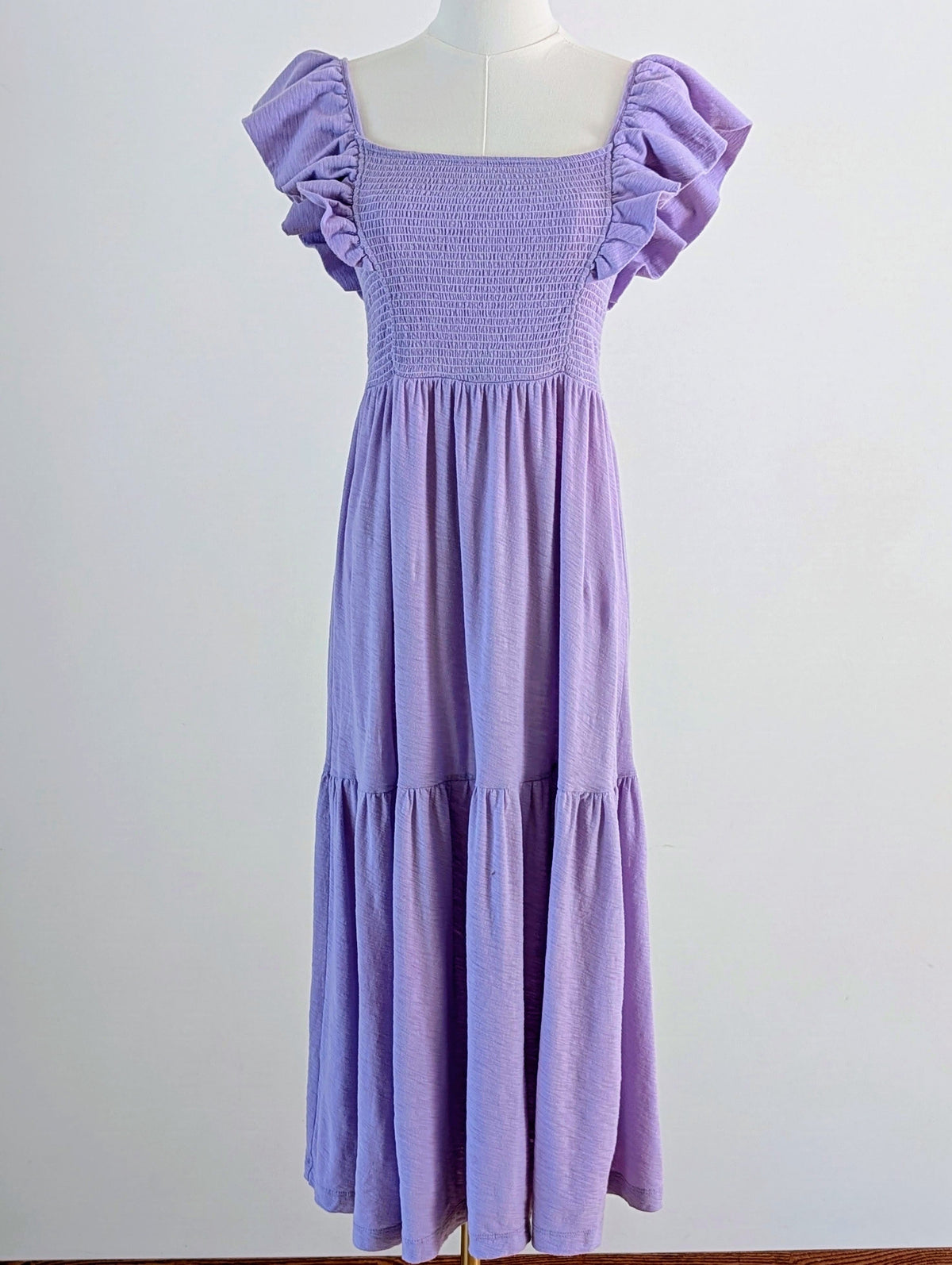 Nation LTD Lavender Pima Cotton Ruffle Tiered Midi Dress - M