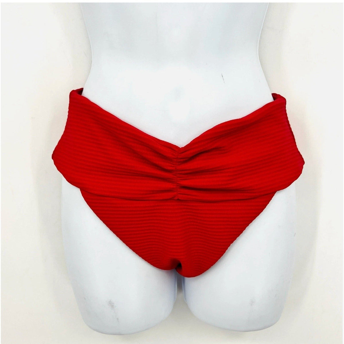 L*Space Eco Chic Repreve Bardot Bikini Bottom Large Lipstick Red NWT