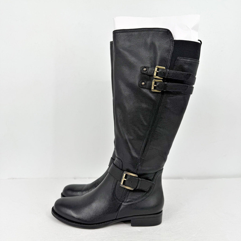 Naturalizer Womens Jessie Knee High Boots Size 8.5 WIDE Black Leather NWOB