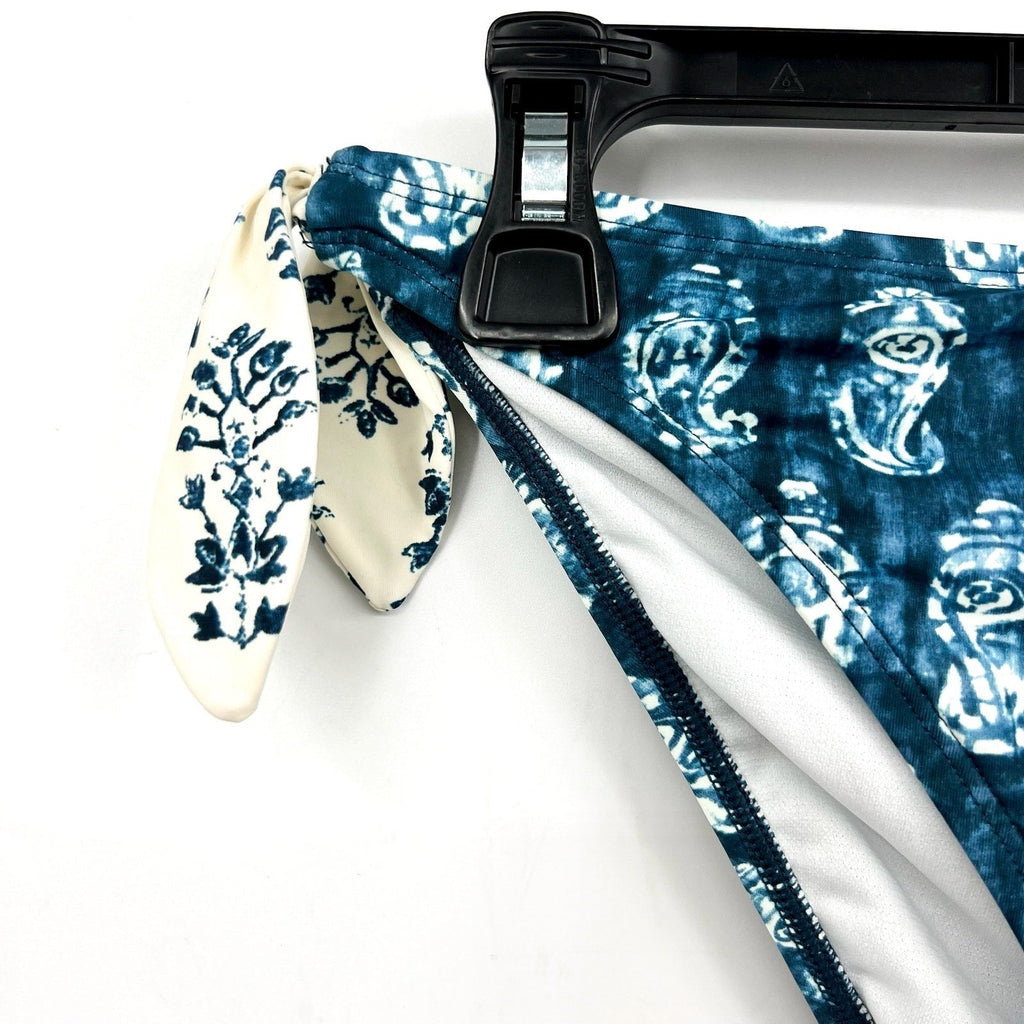 LAUREN RALPH LAUREN Hipster Bikini Bottom Size 14 Blue Print Side-Tie NWT