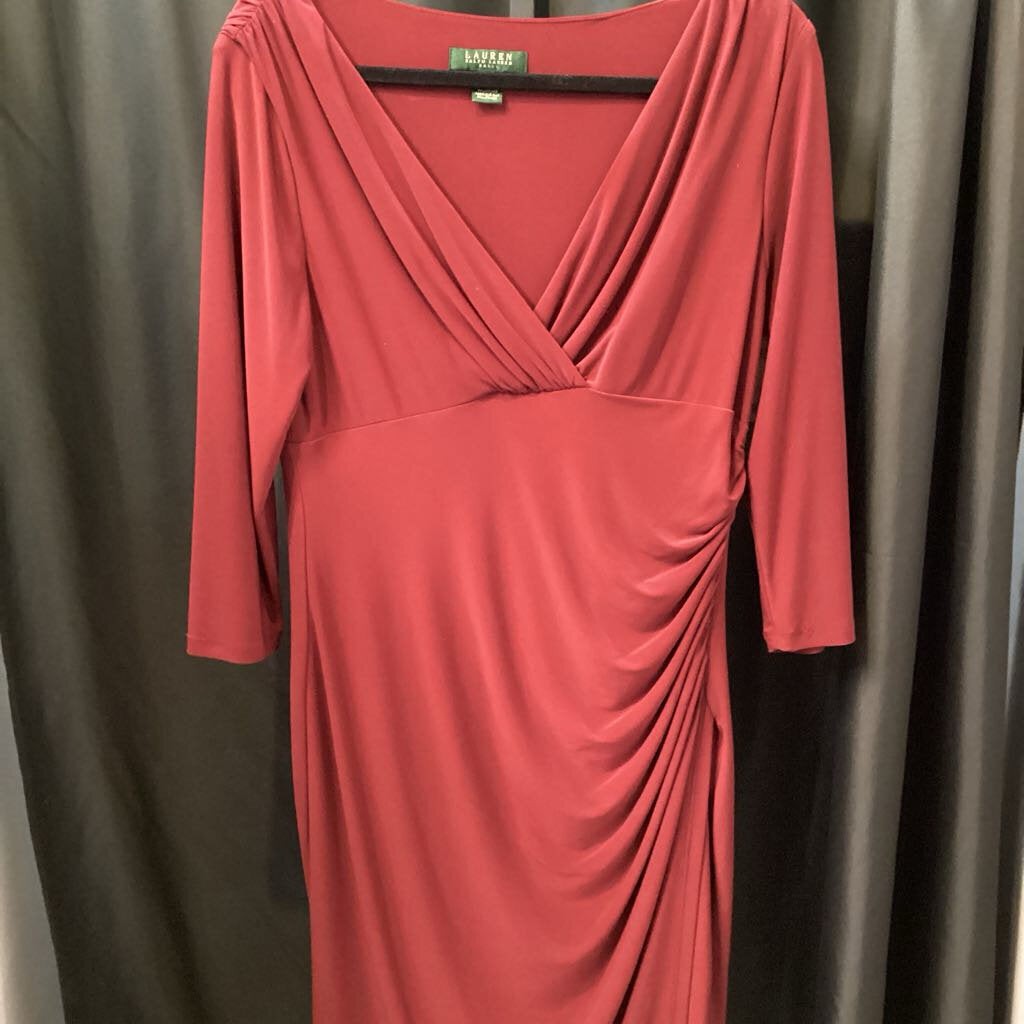 Lauren RL Ruched 3/4 Slv DRESSES 12