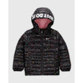 NIKE Girl's Just Do It Printed Puffer Jacket Size 6X Black Confetti NWOT