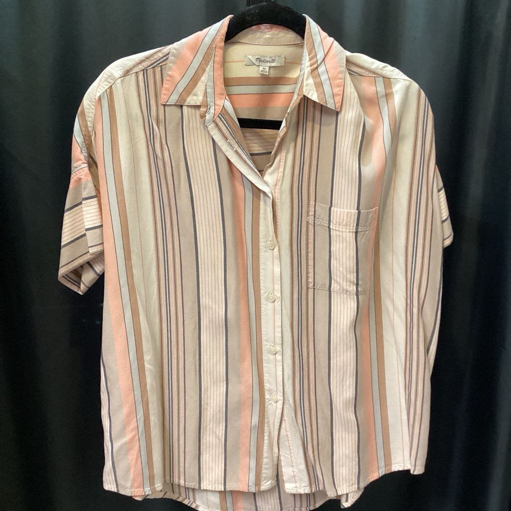 Madewell SS Buttons Stripe TOPS XS
