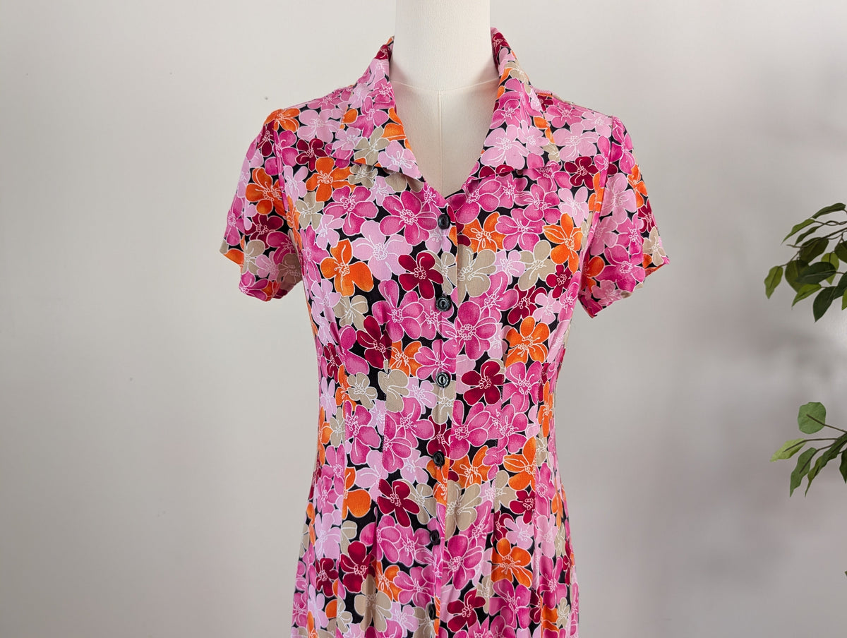Colorful Tropical Floral Dress - S/4-6