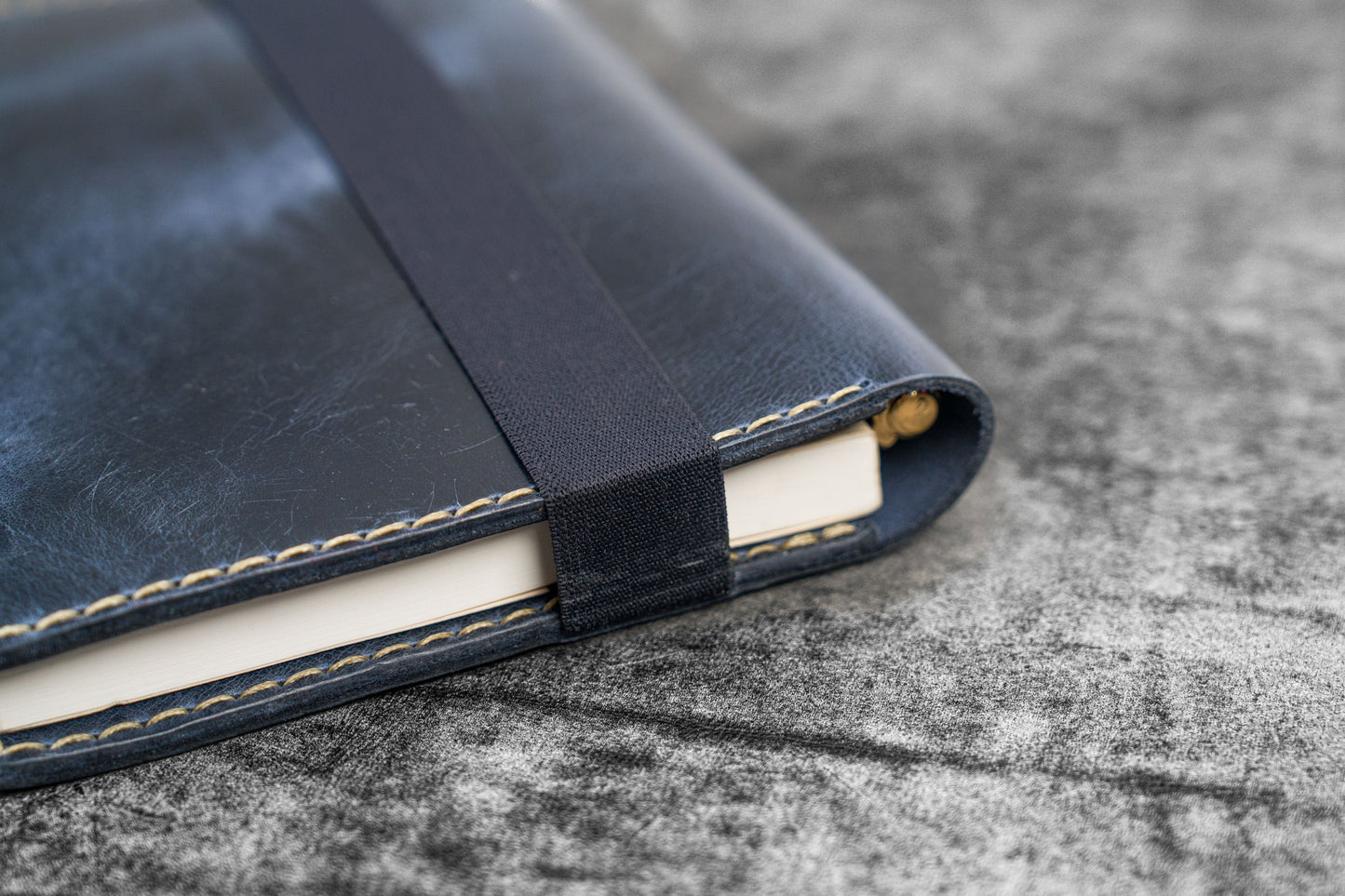 Leather Hobonichi Cousin A5 Planner Cover - Crazy Horse Navy Blue