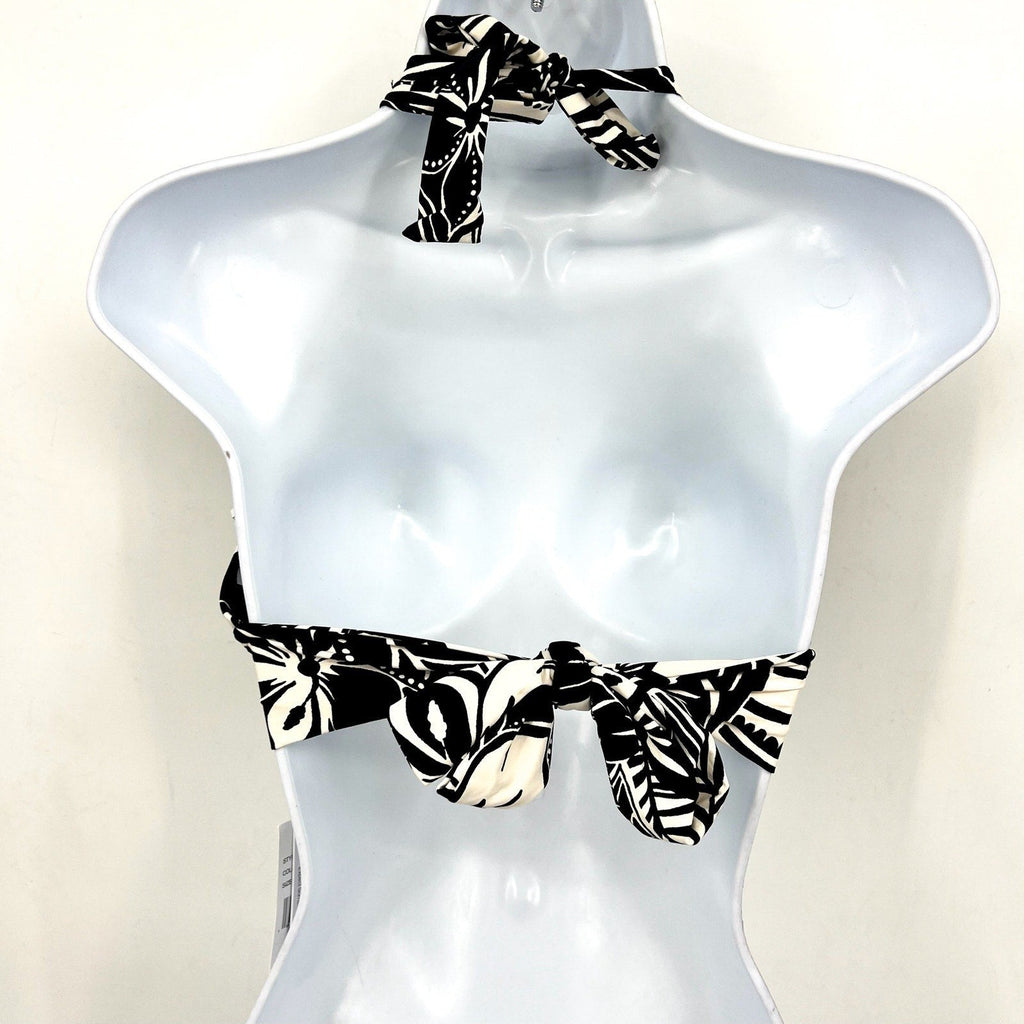 BLEU ROD BEATTIE Ciao Bella Banded Halter Top Size 12 Black White Floral NWT