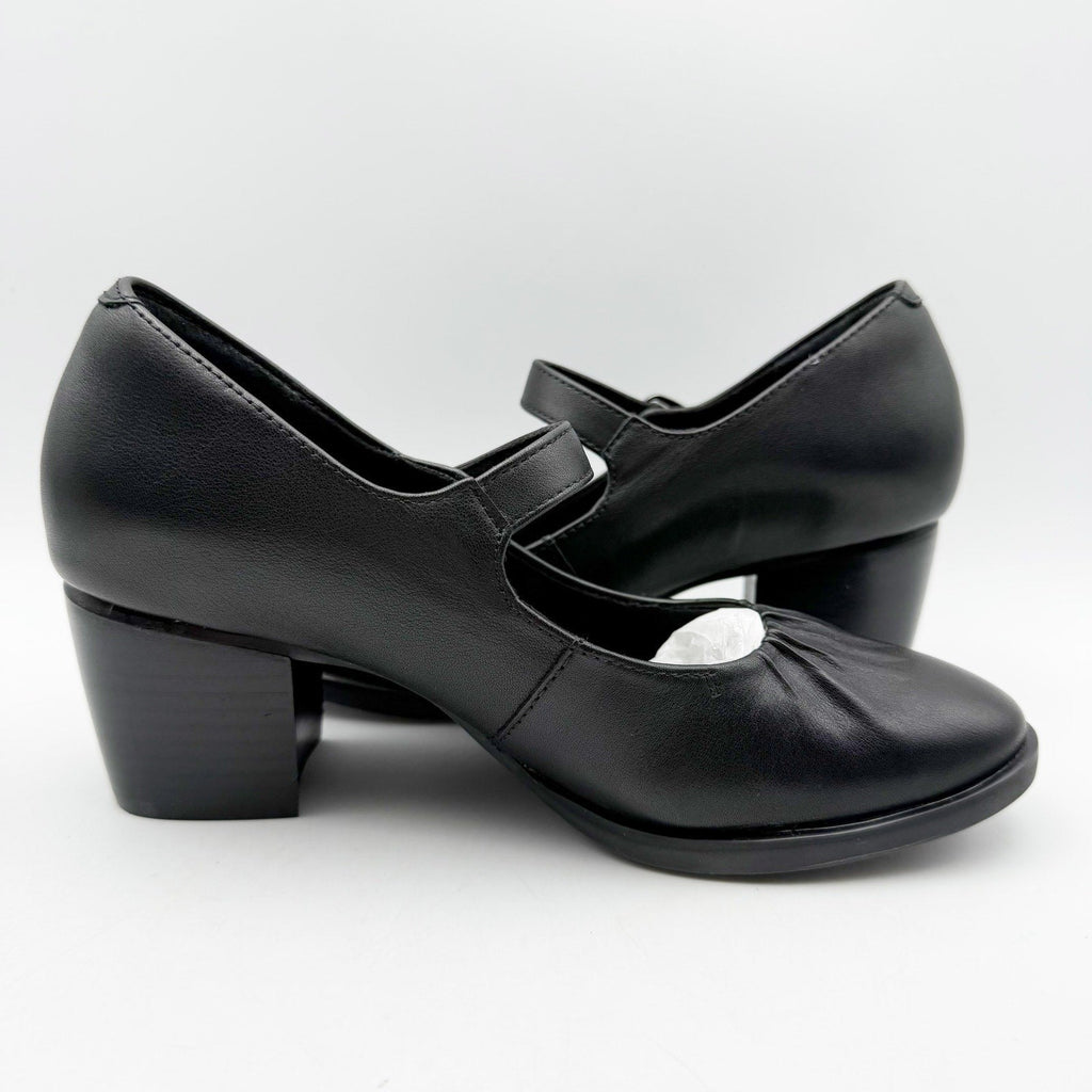 Aetrex Womens Sara Mary Jane Pumps EU 36 US 6-6.5 Black Leather Heels NIB