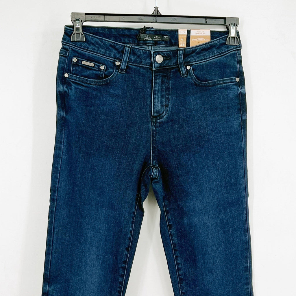 Prana Womens Sienna Skinny Jeans 28x31 US 6 Deep Blue Stretch Denim Mid Rise NWT
