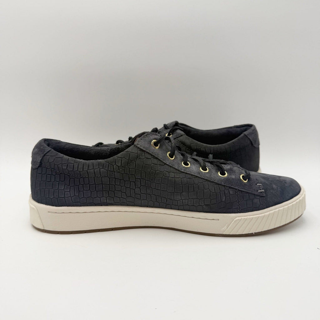 SPERRY Womens Anchor Plushwave Sneakers Size 11 Black Croc Embossed Suede NWOB