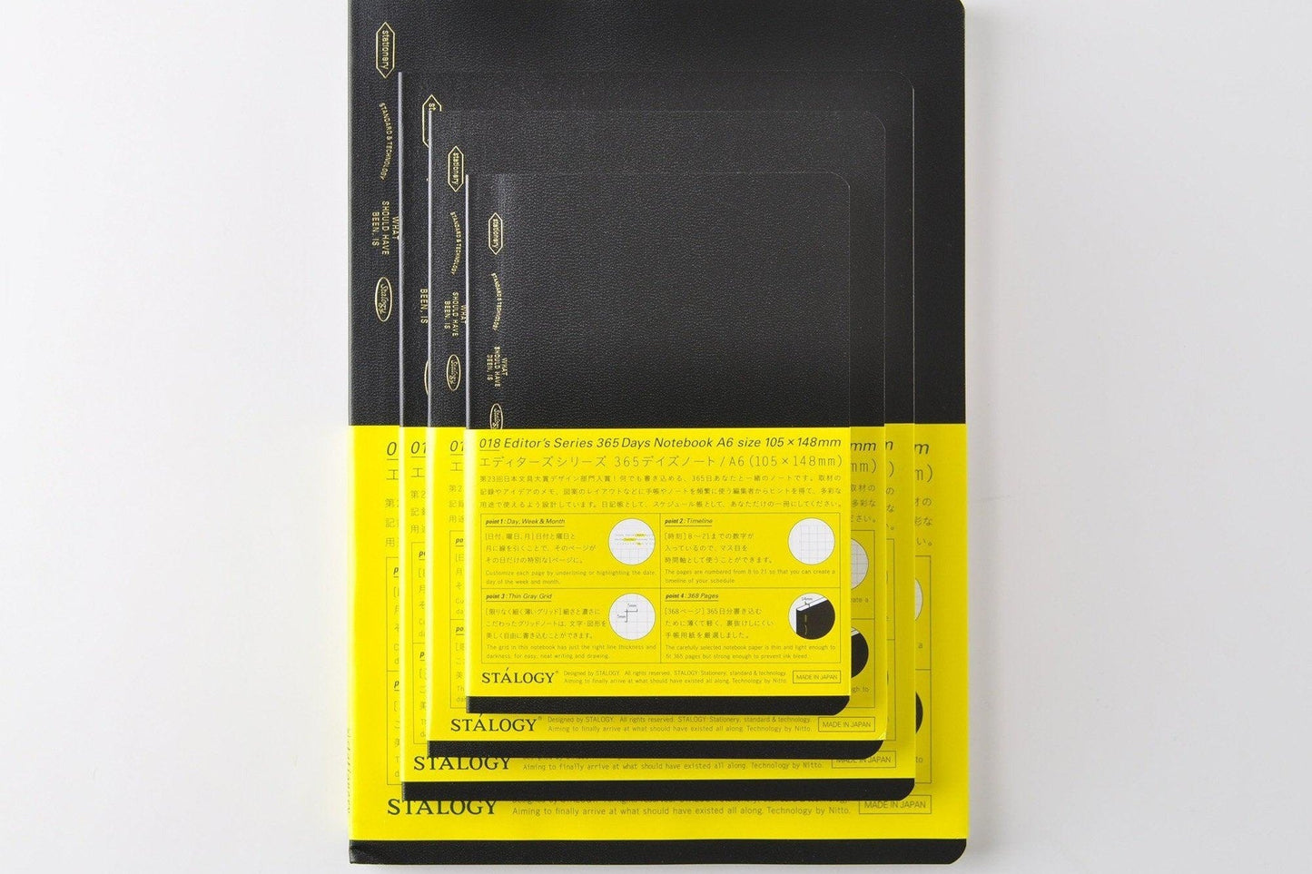 Stalogy 365Days Notebook - A5 - Grid - 368 Pages - Black