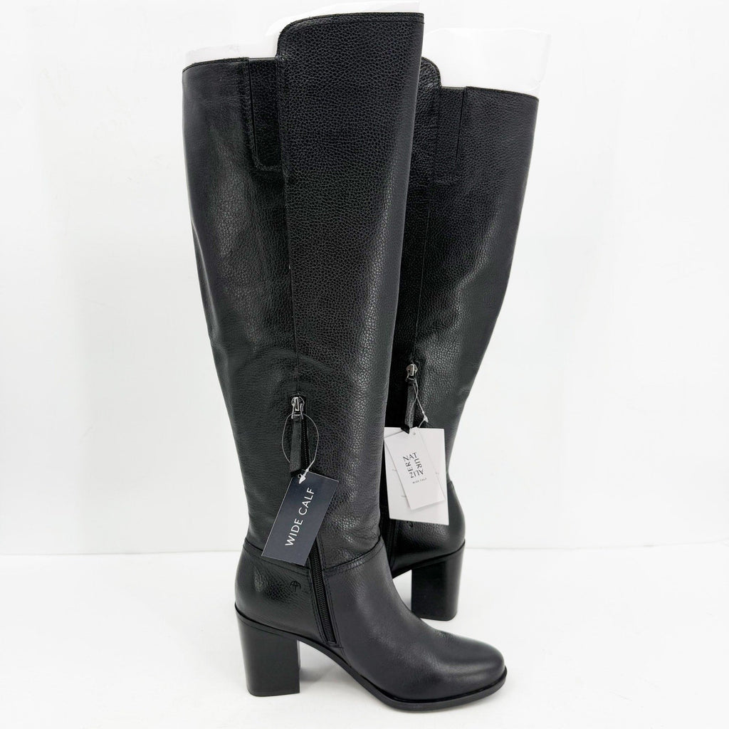 Naturalizer Womens Kyrie Knee High Boots Size 7 M Wide Calf Black Leather NIB