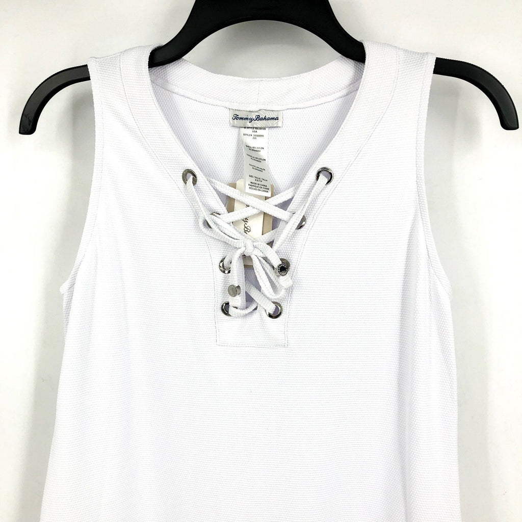 TOMMY BAHAMA Womens Island Cays Swim Coverup Dress XS White Lace-Up NWT