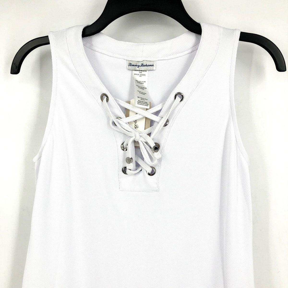 TOMMY BAHAMA Womens Island Cays Swim Coverup Dress XS White Lace-Up NWT